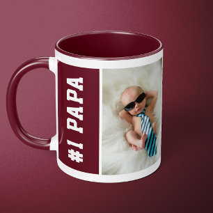 Mug Papa numéro un Maroon Collage photo personnalisé 4