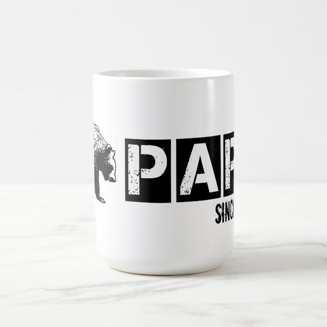 Mug Papa Ours Grunge Depuis 2014, Noir (Centre)