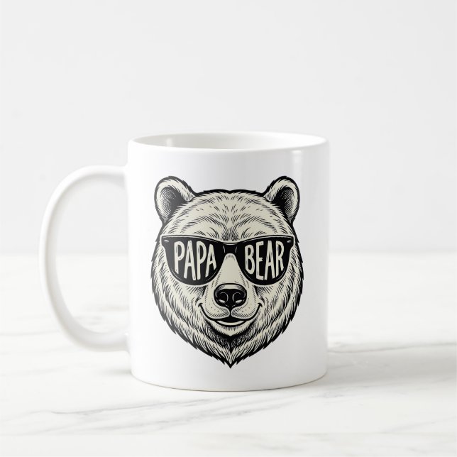 Mug Papa ours Lunettes de soleil Ours Tête Vector Desi (Gauche)