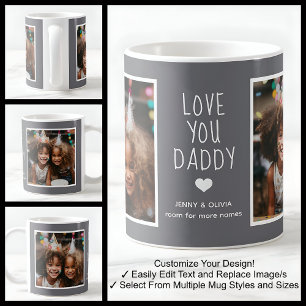 Mug Papa Papa T'aime 2 Photos Moderne Mid Grey C19