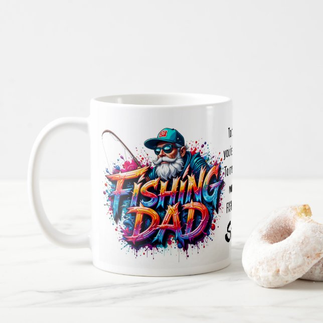 Mug Papa Pêcheur Citation Graffiti de Pêche (Avec donut)