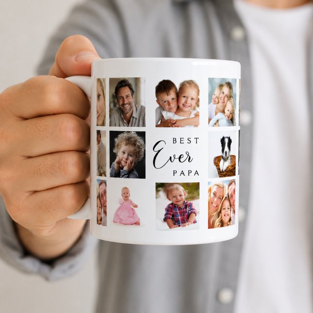 Mug Papa père collage photo noir blanc (Créateur téléchargé)