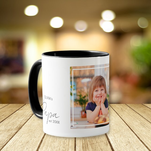 Mug Papa personnalisé Est Année Nom du petit-enfant Ph (Personalized Papa Est Year Grandkid Name Photo Mug)