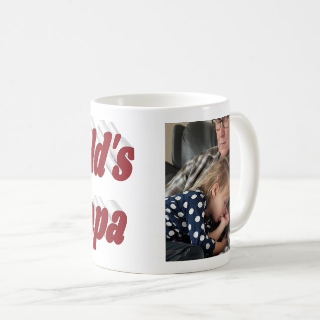 Mug Papa photo avec texte bordeaux  (Devant droit)