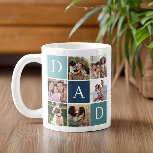 Mug Papa Photo Carré Gird Monogramme & Personnalisé