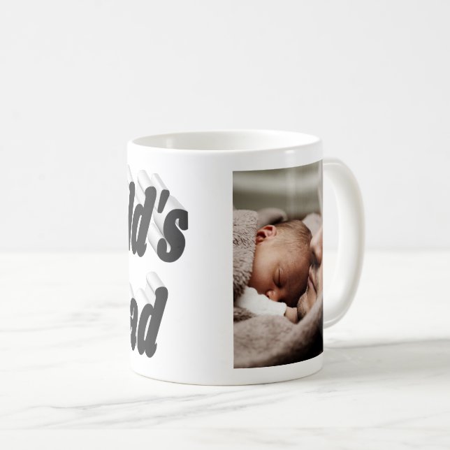 Mug Papa Photo texte noir (Devant droit)