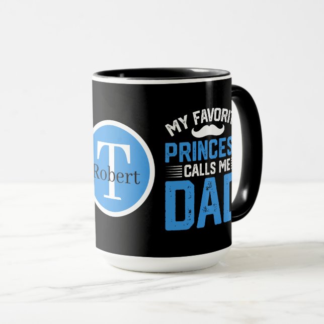 Mug Papa Princesse Cool ajout monogramme (Devant droit)