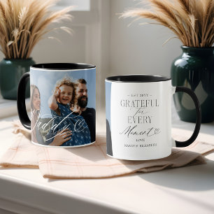 Mug Papa Script Heart Grateful pour chaque instant Pho