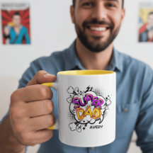 Papa Super Style Bande Dessinée Nom Personnalisé