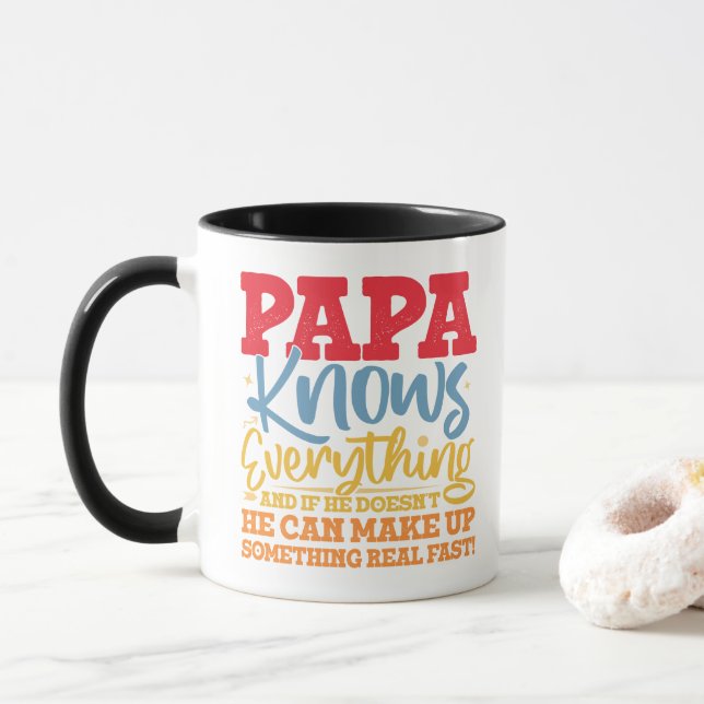 Mug PAPA Tout savoir Fête des pères Cool Père Amusant (Avec donut)