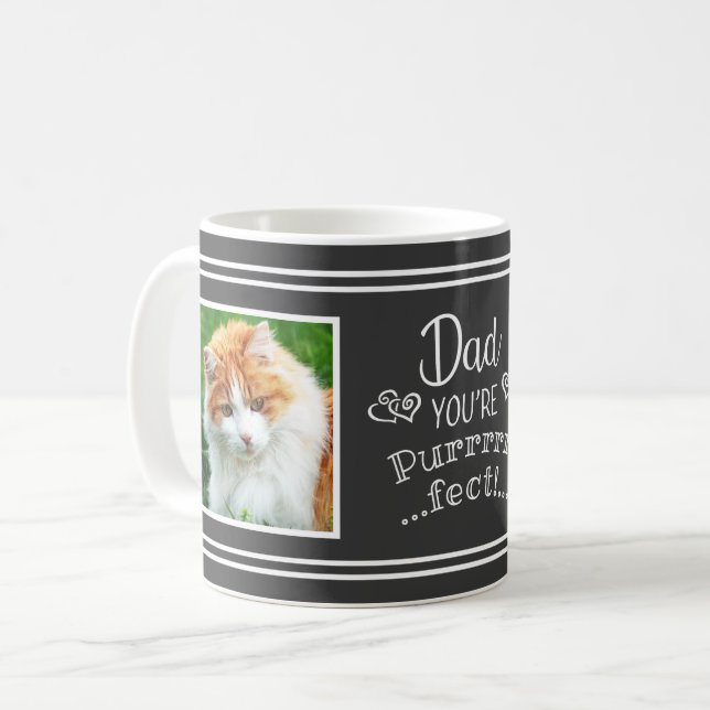 Mug Papa Tu es Purrfect 2 Photos Charcoal Grey (Devant gauche)