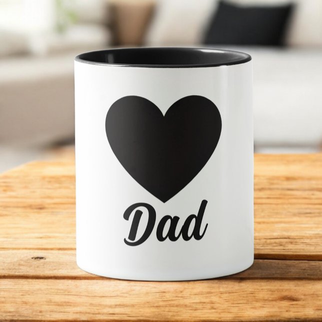 Mug Papa - Typographie de cœur noir classique (Créateur téléchargé)
