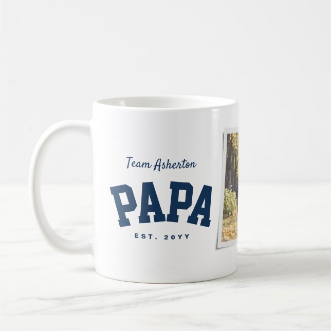 Mug Papa une photo sporty marine bleu Fête des pères (Gauche)