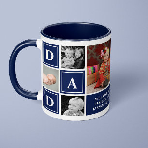 Mug Papa We Love You Navy Blue Custom Photo Collage