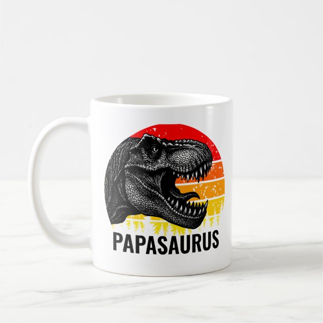 Mug Papasaurus vintage T-rex coucher de soleil (Gauche)