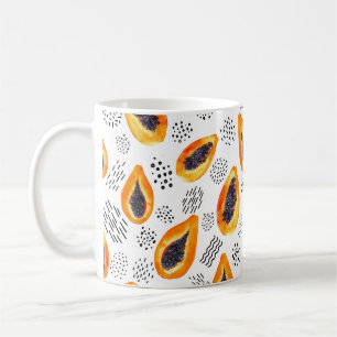 Mug Papaya fruits : motif d'aquarelle abstraite.