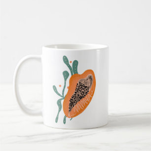 Mug Papaye lettrage dessiné à la main fruit tropical  
