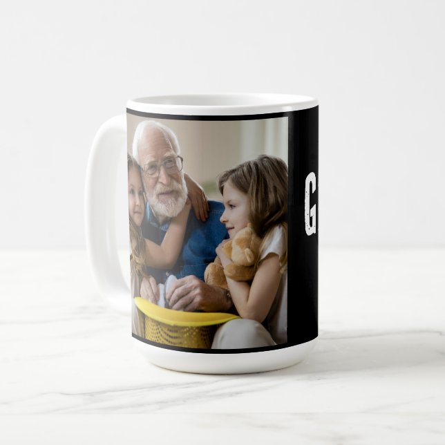 Mug Papé Ét. Photo de texte grunge blanc (Devant gauche)