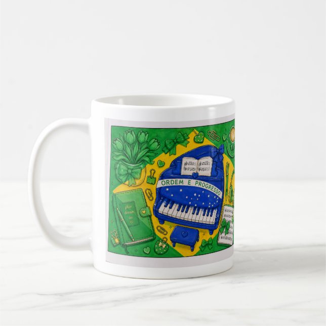 Mug Papeterie mignonne inspirée du drapeau du Brésil (Gauche)
