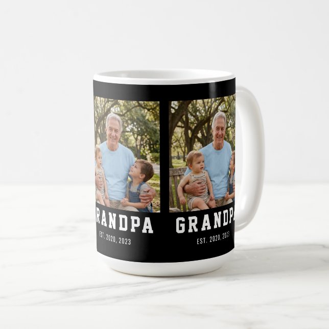 Mug Papi a établi Bold Black 3 Photo  (Devant droit)