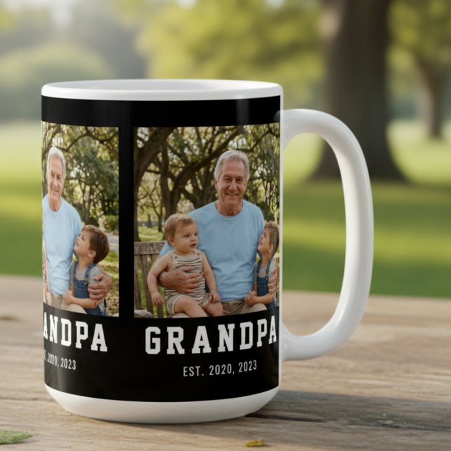 Mug Papi a établi Bold Black 3 Photo  (Créateur téléchargé)