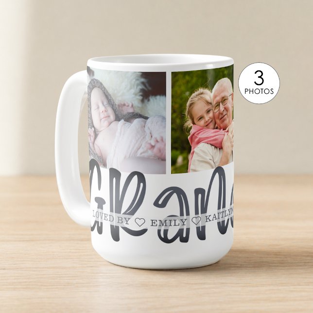 Mug Papi Mignon Moderne Personnalisé 3 Photo (Créateur téléchargé)
