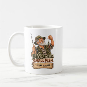 Mug Papi pêcheur drôle – Cadeau avec nom personnalisé