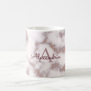 Mug Papier Aluminium Rose Doré Paillettes Marbre Rose