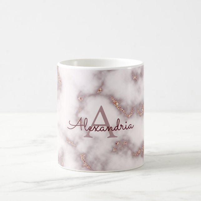 Mug Papier Aluminium Rose Doré Paillettes Marbre Rose  (Centre)