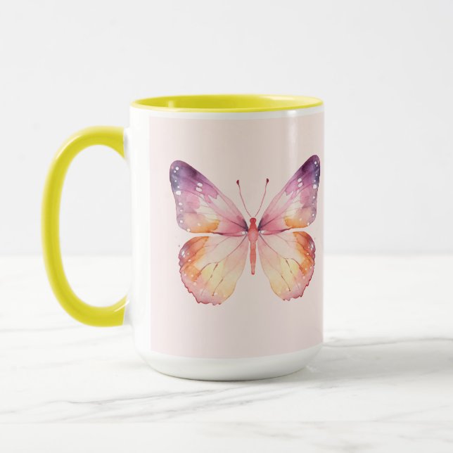 Mug Papier aquarelle papillon Art  (Gauche)