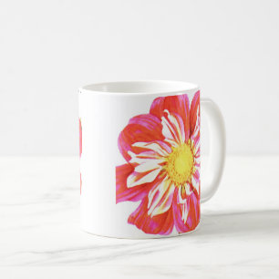 Mug Papier dahlia rayé rouge et blanc corail