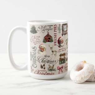 Mug Papier d'emballage beige avec Père Noël et rennes