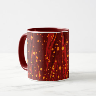 MUG PAPIER MARBÉ ROUGE ABSTRAIT AVEC ÉPAULES D'OR