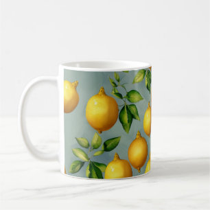 Mug Papier peint à motif de citrons de style vintage