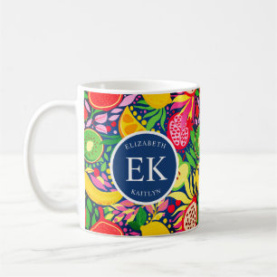 Mug Papier Peint Aquarelle Été Monogramme Fruit Tropic