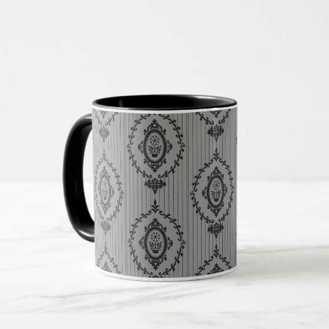 Mug Papier peint baroque en gris (Devant gauche)