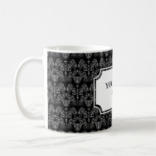 Mug Papier peint Damas vintage - blanc + votre dossier