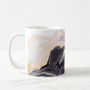 Mug papier peint de luxe. Marbre rose et noir et or a