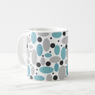 Mug papier peint décoratif motif rétro pois bleu gris