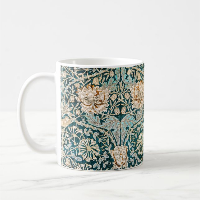 Mug Papier peint floral Morris Teal Blue Honeysuckle (Gauche)