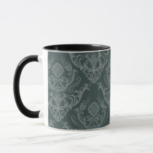 Mug Papier peint floral vert de luxe de damassé