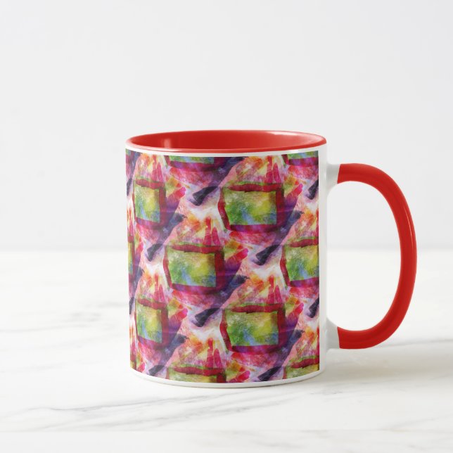 Mug Papier peint vert et rouge abstrait (Droite)