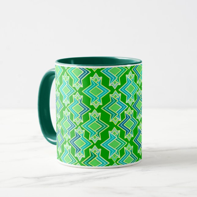 Mug Papiers peints Art Déco, vert jade (Devant gauche)