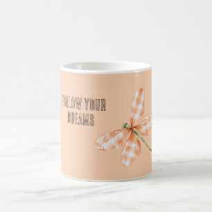 Mug Papillon à rayures écossaises pêche