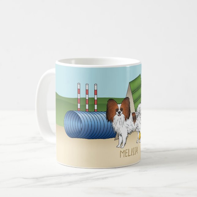 Mug Papillon Agilité Sable Rouge Avec Nom Personnalisé (Devant gauche)