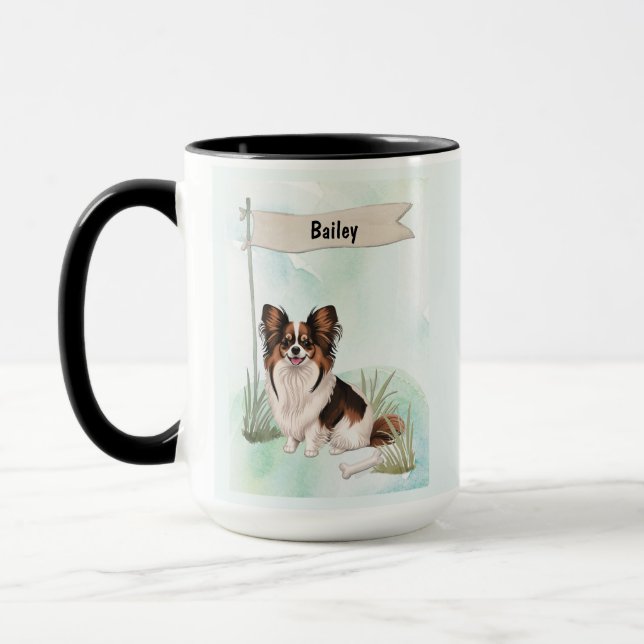 Mug Papillon Aquarelle Chien Personnalisé (Gauche)