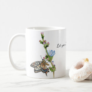 Mug Papillon aquarelle sur une fleur chicorée
