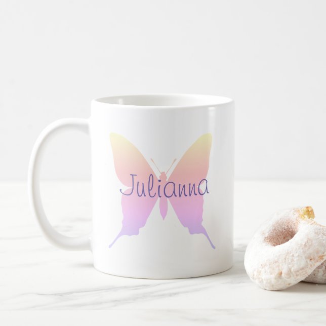 Mug Papillon arc-en-ciel Permule Pastel (Avec donut)