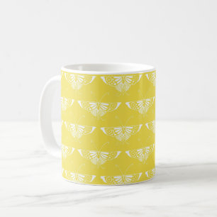 Mug Papillon Art déco stylisé - jaune et blanc