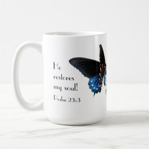 Mug Papillon au verset Psaume 23:3